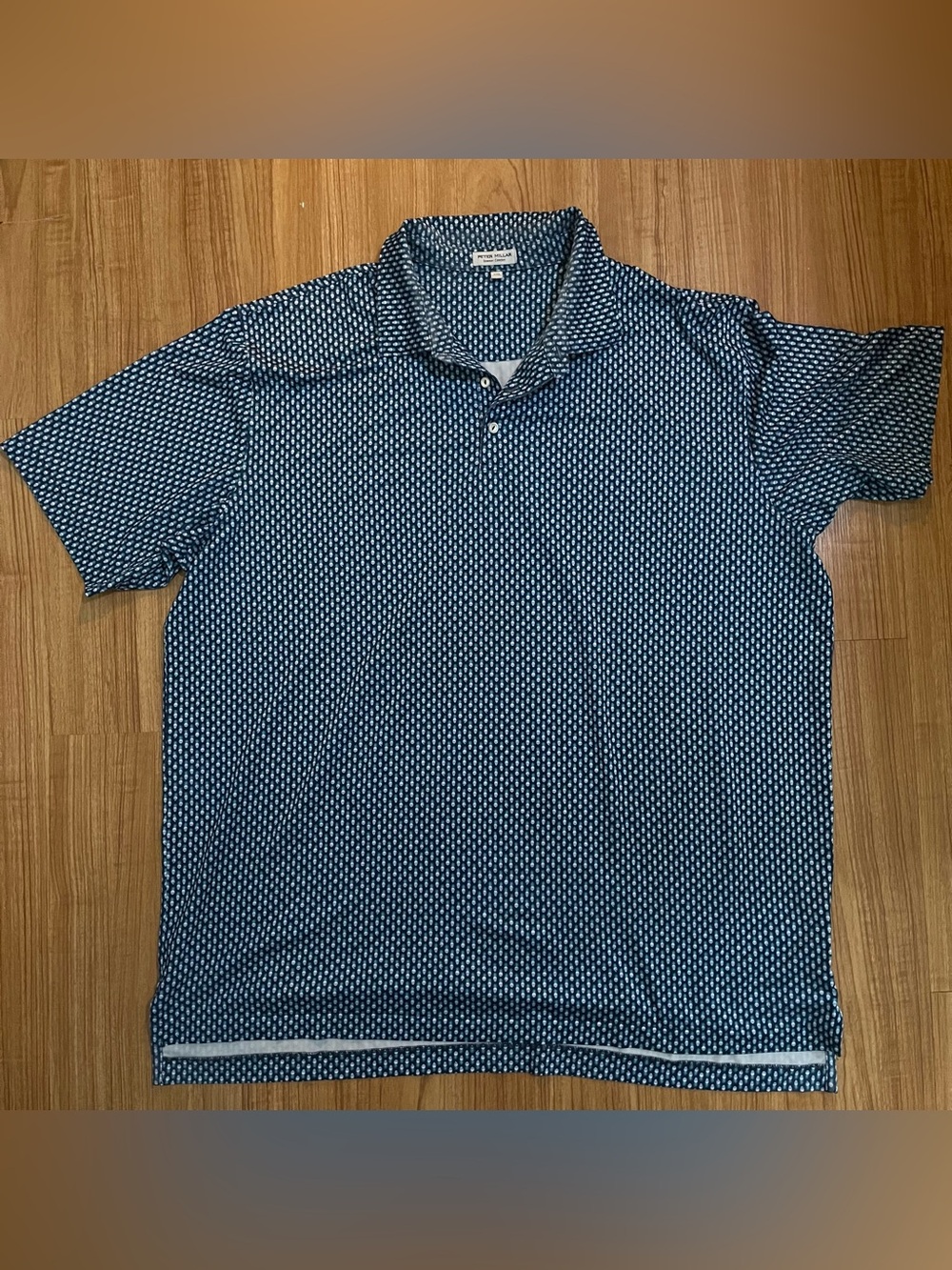 Peter Millar Navy and White Patterned Polo